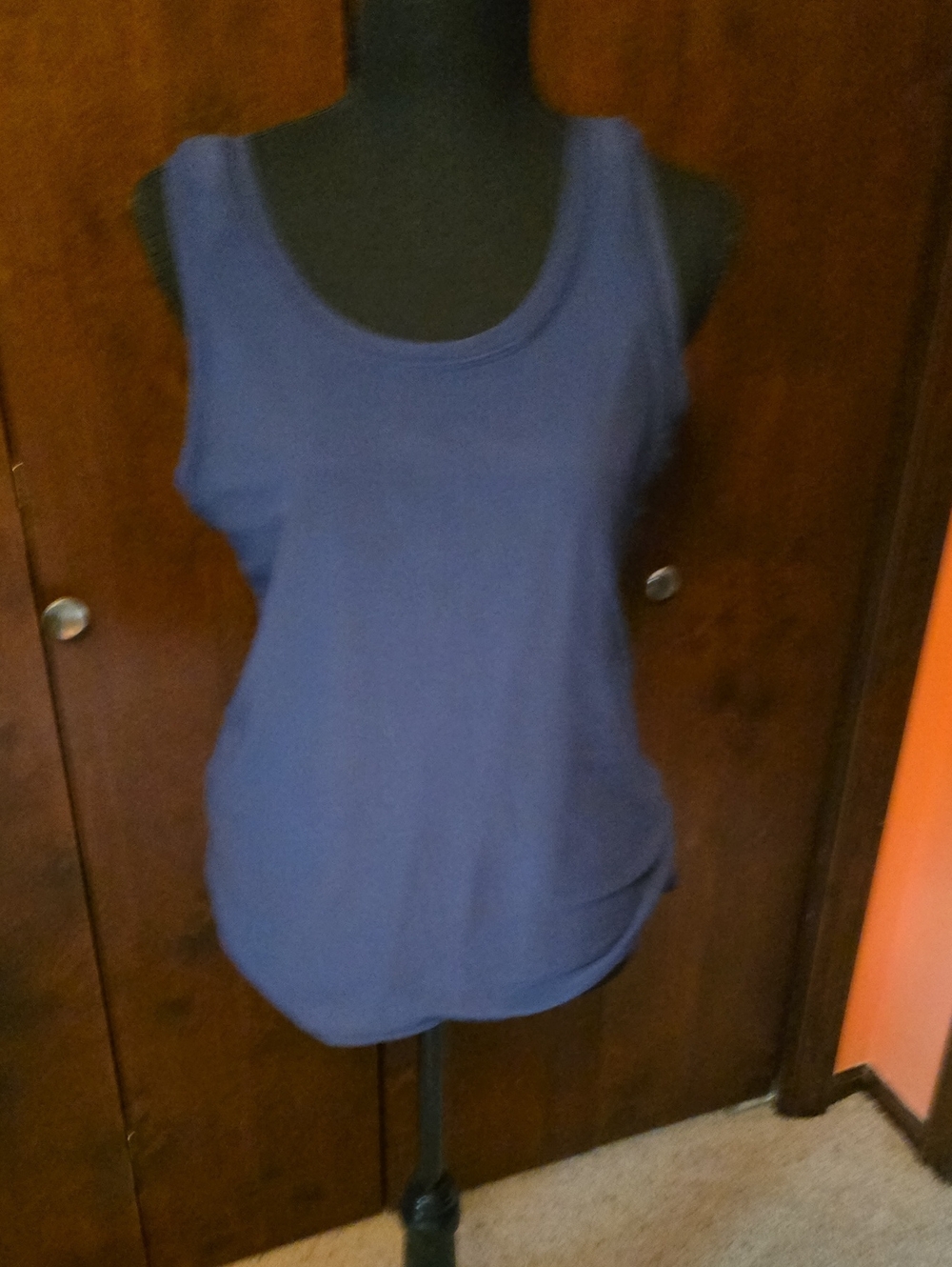 Reba Navy Blue Scoop Neck Tank Top